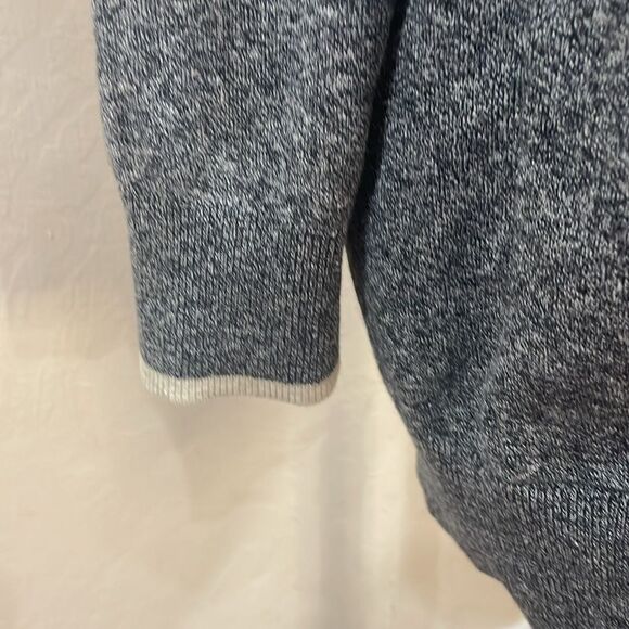 Roots Canada Cotton Blend Marled Dark Gray Open Front Cardigan Striped Cuff - M - Picture 5 of 9